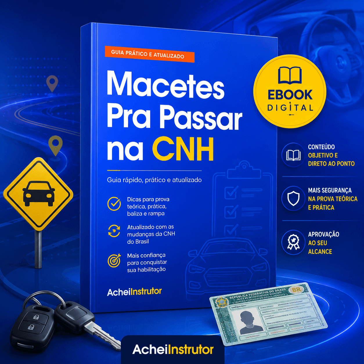 Capa do ebook Macetes Pra Passar na CNH da Achei Instrutor